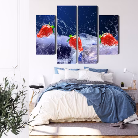 Canvastavla - Strawberries on ice