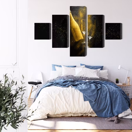 Canvastavla - Golden bottle of champagne