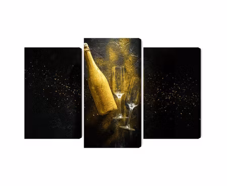 Canvastavla - Golden bottle of champagne