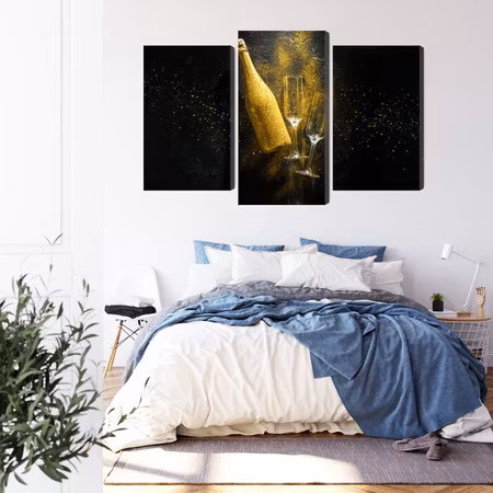 Canvastavla - Golden bottle of champagne