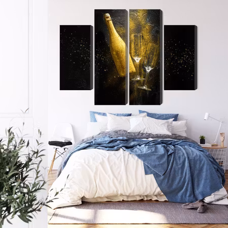 Canvastavla - Golden bottle of champagne