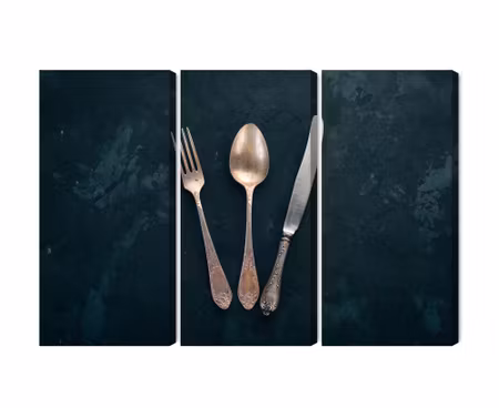 Canvastavla - Old cutlery