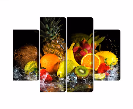 Canvastavla - Fruit with a splash of water