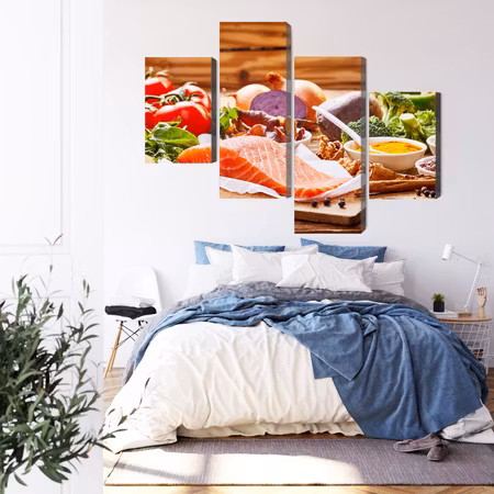 Canvastavla - Salmon among vegetables