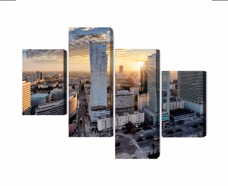 Canvastavla - Warsaw skyscrapers at sunset