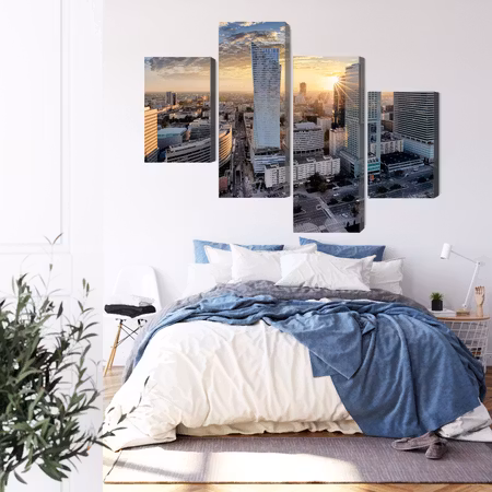 Canvastavla - Warsaw skyscrapers at sunset