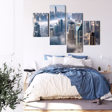 Canvastavla - Dubai city panorama in the fog