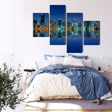 Canvastavla - Panorama of miami by night