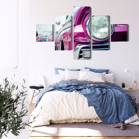 Canvastavla - Retro style car headlight in cuba