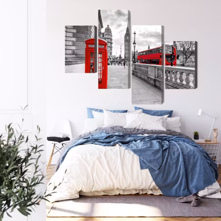 Canvastavla - Red phone booth in london and big ben