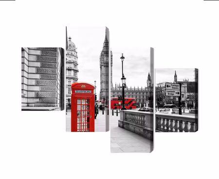 Canvastavla - London telephone booth and big ben