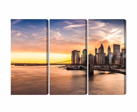 Canvastavla - Panorama of the brooklyn bridge at sunset
