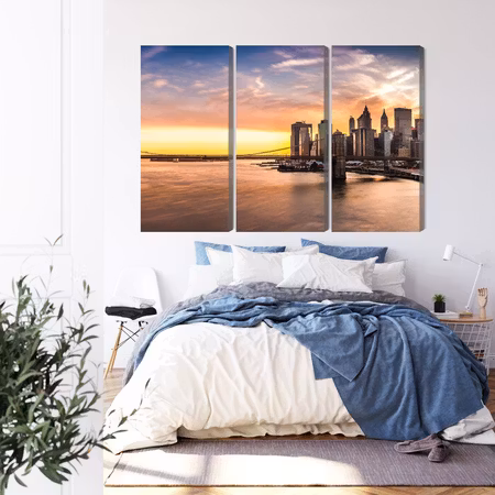 Canvastavla - Panorama of the brooklyn bridge at sunset