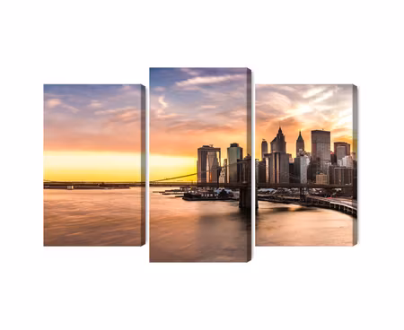 Canvastavla - Panorama of the brooklyn bridge at sunset