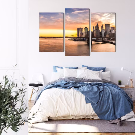 Canvastavla - Panorama of the brooklyn bridge at sunset