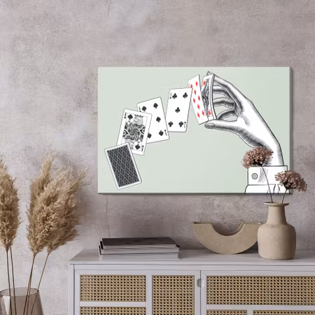 Canvastavla - Woman&#039;s hand with a deck of
