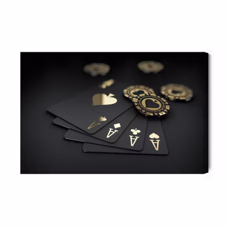 Canvastavla - Playing cards with chips