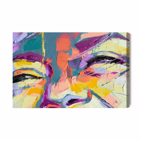 Canvastavla - Oil portrait painting in multicolored