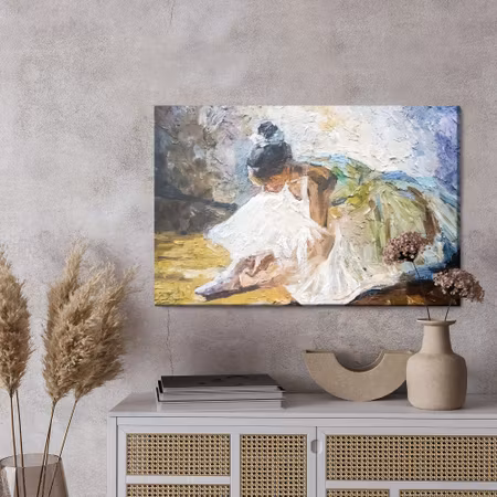 Canvastavla - Little girl, ballerina in a lush white