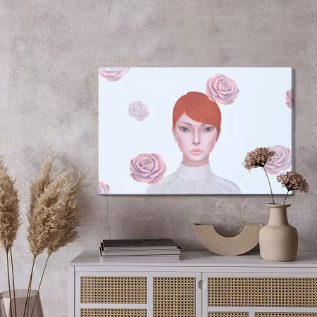 Canvastavla - Woman and rose flowers. concept idea art