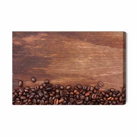 Canvastavla - Coffee beans on a wood background