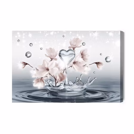 Canvastavla - Magnolia flowers and 3d water drops