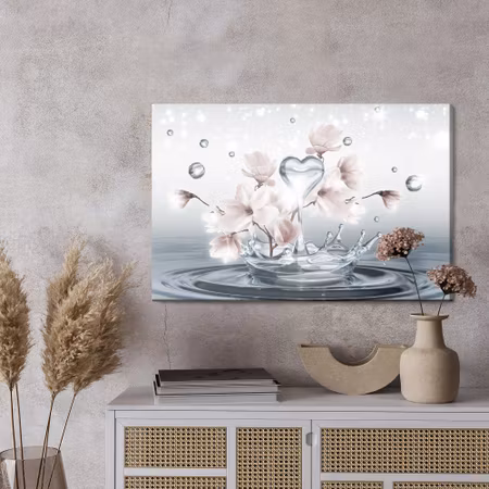 Canvastavla - Magnolia flowers and 3d water drops