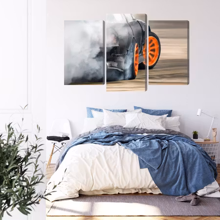 Canvastavla - Drifting car in a puff of smoke