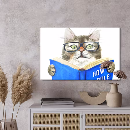 Canvastavla - A read cat