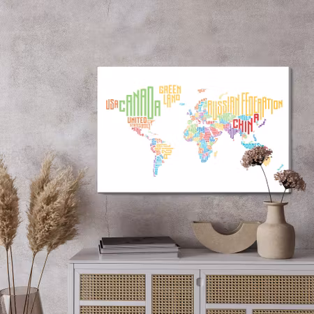 Canvastavla - World map - subtitles