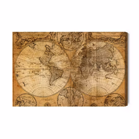 Canvastavla - Old world map from 18th century