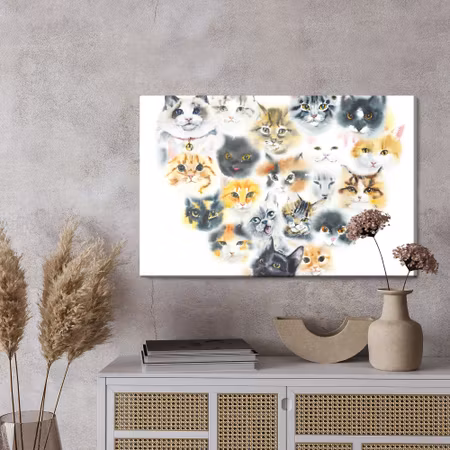 Canvastavla - Heart of cats