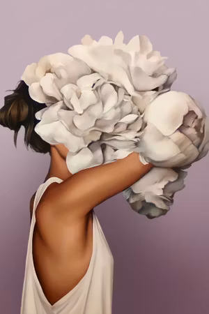 Canvastavla - Artistic portrait of a woman with white