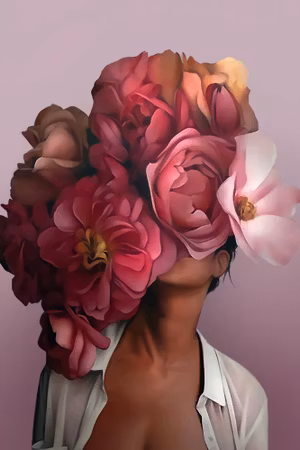 Canvastavla - Artistic portrait of a woman with pink