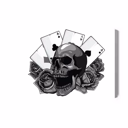 Canvastavla - Skull on a background of cards