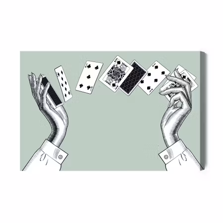 Canvastavla - Female hands with playing cards