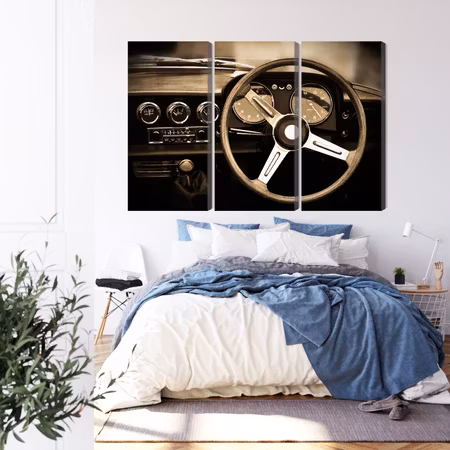 Canvastavla - The dashboard of an antique car