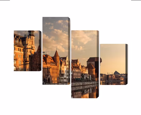 Canvastavla - The port of gdansk at sunset