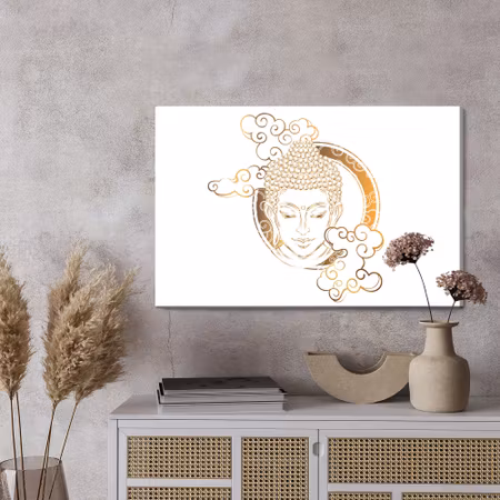 Canvastavla - Buddha looking through the clouds