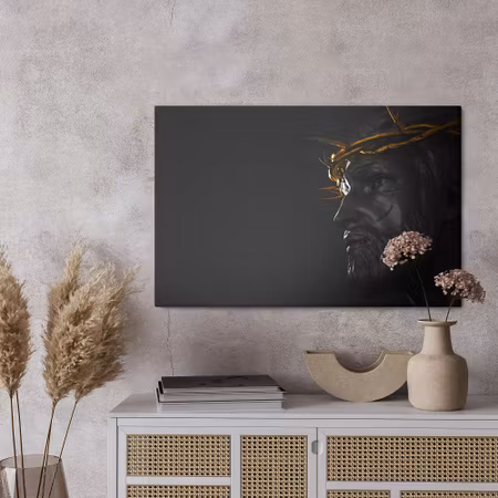 Canvastavla - Christ with a golden crown of thorns