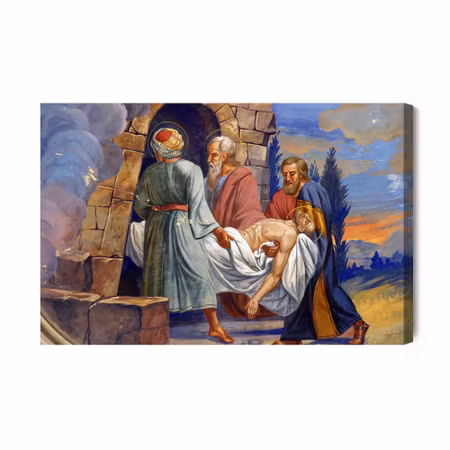 Canvastavla - Jesus is placed in the tomb