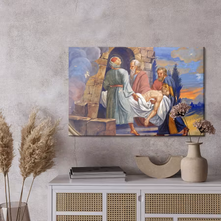 Canvastavla - Jesus is placed in the tomb