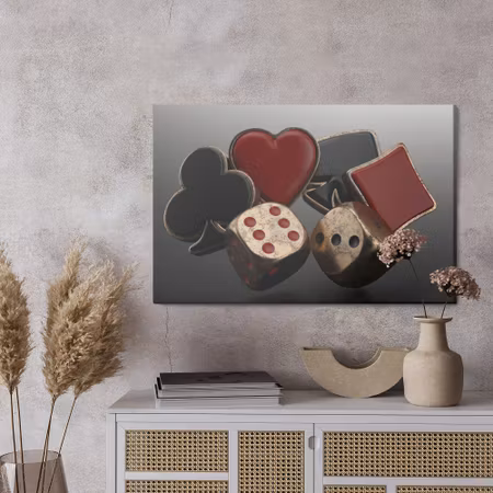 Canvastavla - Black and red card symbols