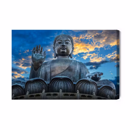 Canvastavla - Buddha statue at po lin monastery