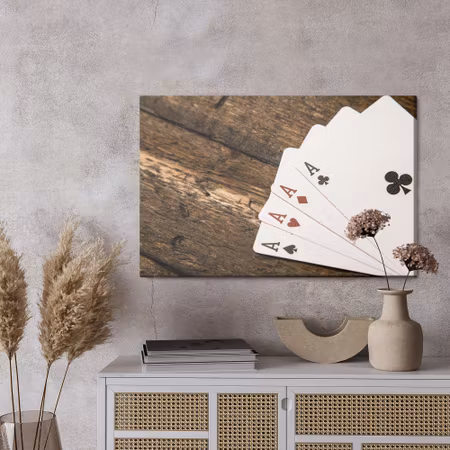 Canvastavla - Aces on a wooden table