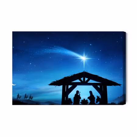 Canvastavla - Holy family in a stable