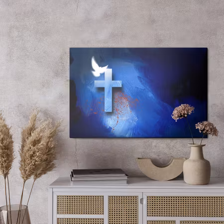 Canvastavla - Dove above the cross