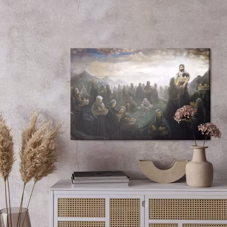 Canvastavla - Jesus feeding thousands of people