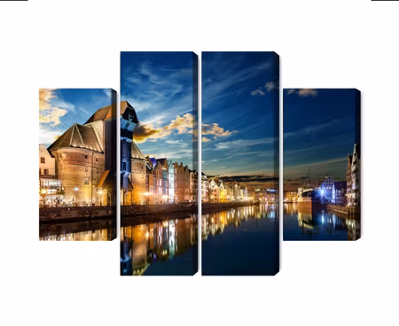 Canvastavla - Gdansk wharf and the crane at night