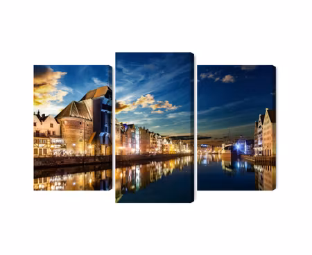 Canvastavla - Gdansk wharf and the crane at night